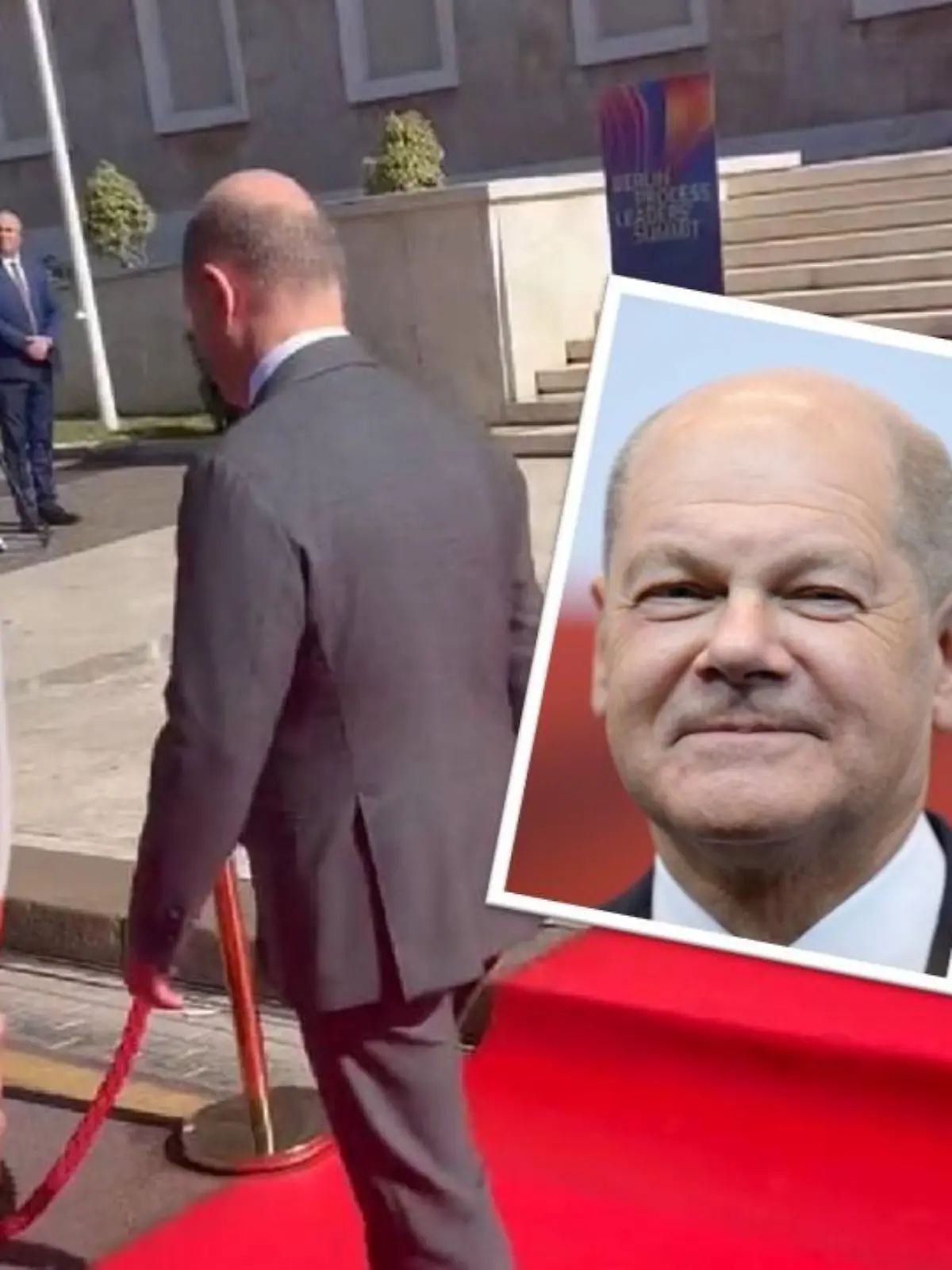 Olaf Scholz verläuft sich auf dem roten Teppich