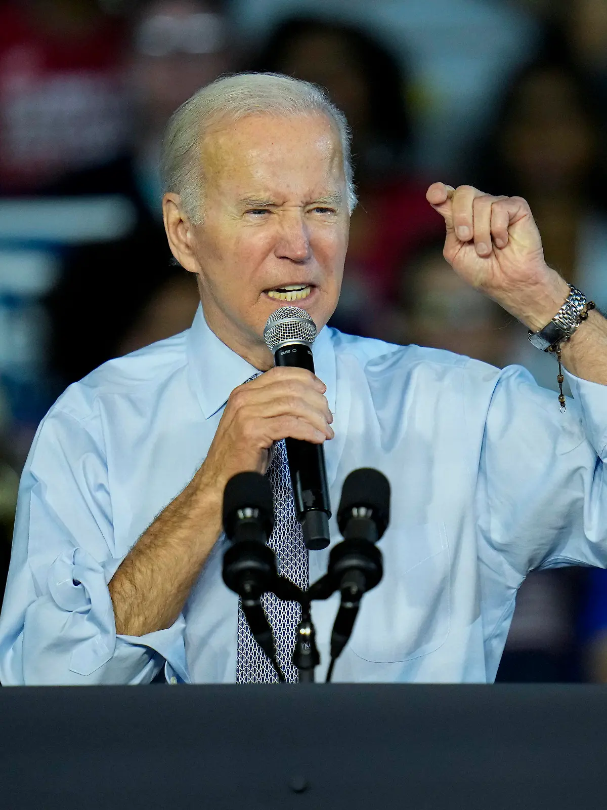 07.11.2022, USA, Bowie: Joe Biden, Präsident der USA, spricht während einer Kundgebung für den demokratischen Gouverneurskandidaten von Maryland Moore an der Bowie State University in Bowie, Maryland. Foto: Julio Cortez/AP/dpa +++ dpa-Bildfunk +++