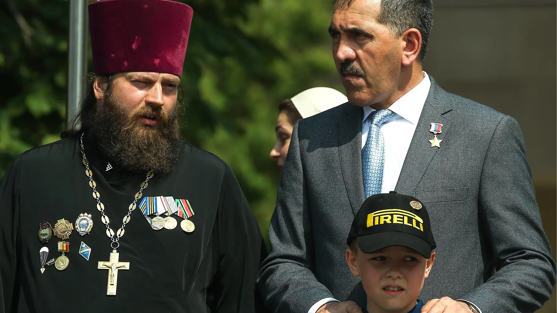 RYAZAN, RUSSIA - JUNE 23, 2019: Archpriest Mikhail Vasilyev (L) and Yunus-bek Yevkurov, head of the Republic of Ingushetia, attend a graduation ceremony at the Ryazan Higher Airborne Command School. Alexander Ryumin/TASS PUBLICATIONxINxGERxAUTxONLY TS0B09F3