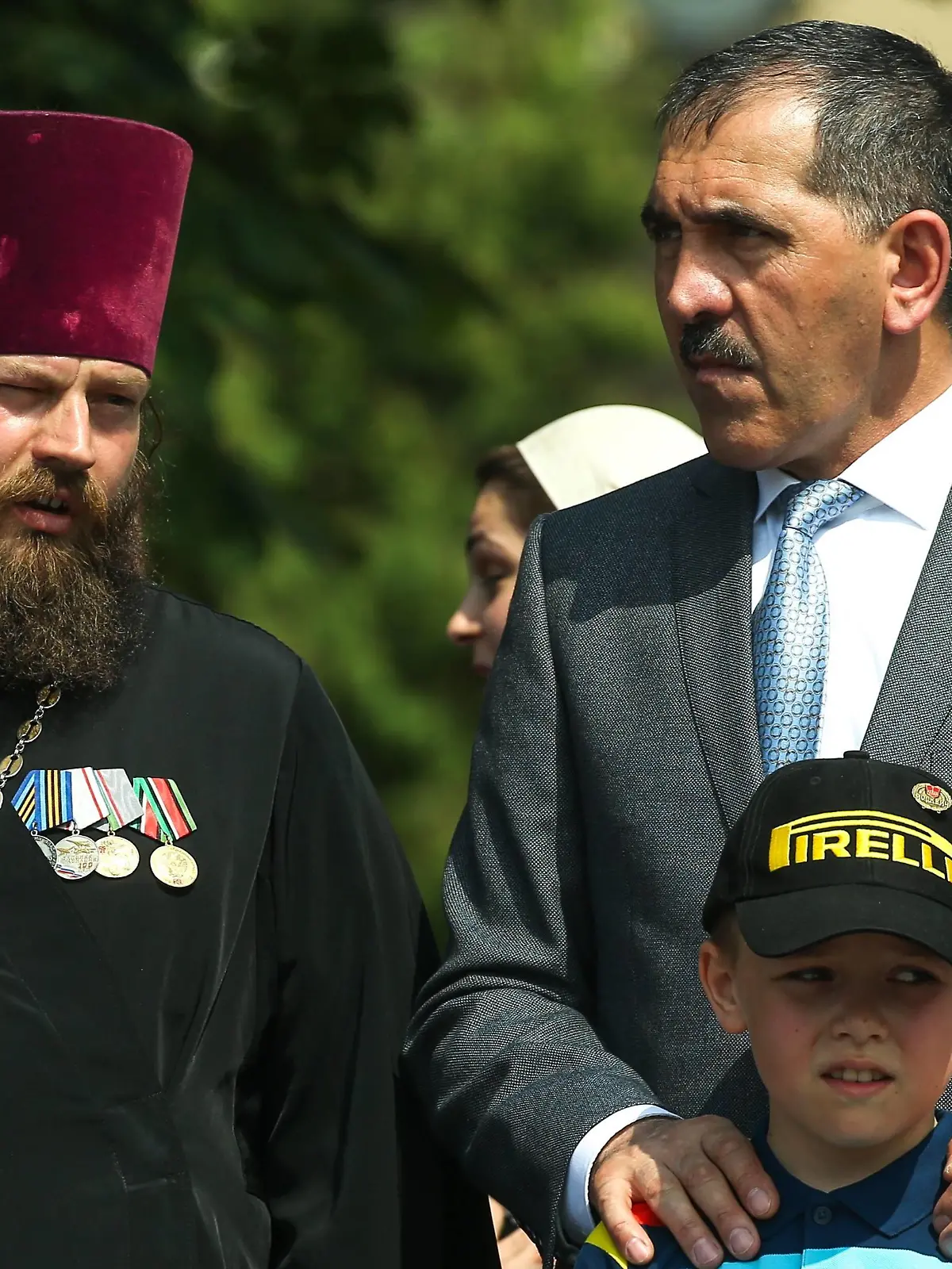 RYAZAN, RUSSIA - JUNE 23, 2019: Archpriest Mikhail Vasilyev (L) and Yunus-bek Yevkurov, head of the Republic of Ingushetia, attend a graduation ceremony at the Ryazan Higher Airborne Command School. Alexander Ryumin/TASS PUBLICATIONxINxGERxAUTxONLY TS0B09F3  