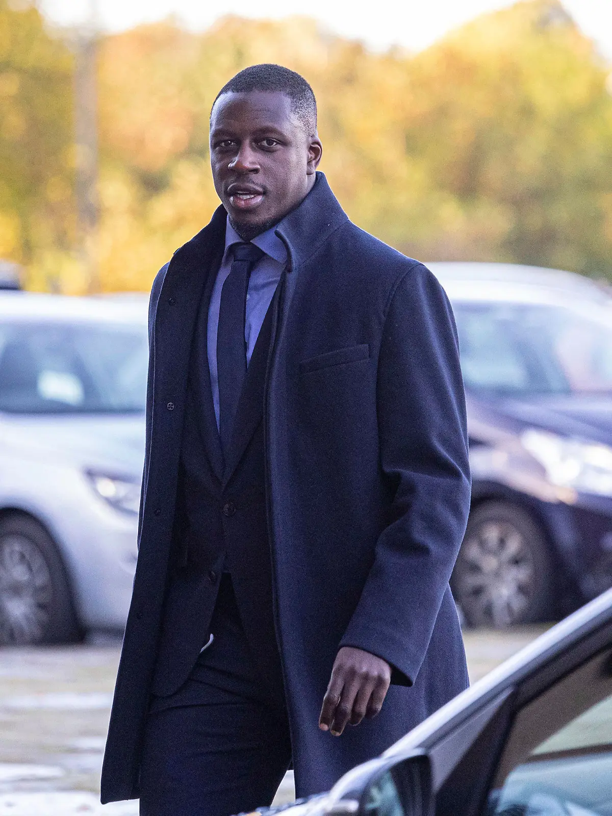 Manchester City footballer Benjamin Mendy arrives at Chester Crown Court, in Chester, England, Monday Oct. 17, 2022. (David Rawcliffe/PA via AP)