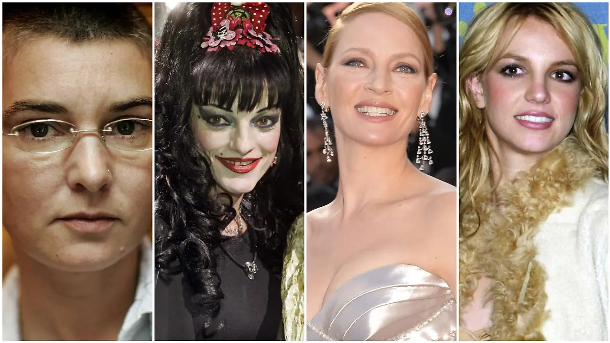 Sinead O'Connor, Nina Hagen, Uma Thurman und Britney Spears (Collage)