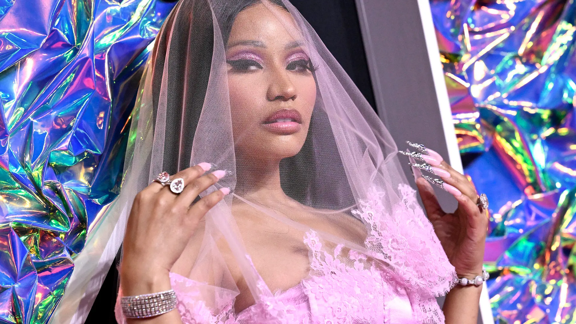 Nicki Minaj arrives at the MTV Video Music Awards on Tuesday, Sept. 12, 2023, at the Prudential Center in Newark, N.J. (Photo by Evan Agostini/Invision/AP)