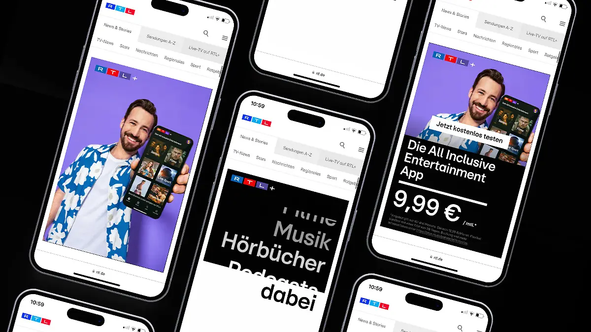 Entertainment jetzt All Inclusive bei RTL+: Serien, Realitys, Live-Sport, Filme, Musik, Hörbücher, Podcasts und Magazine in einer App