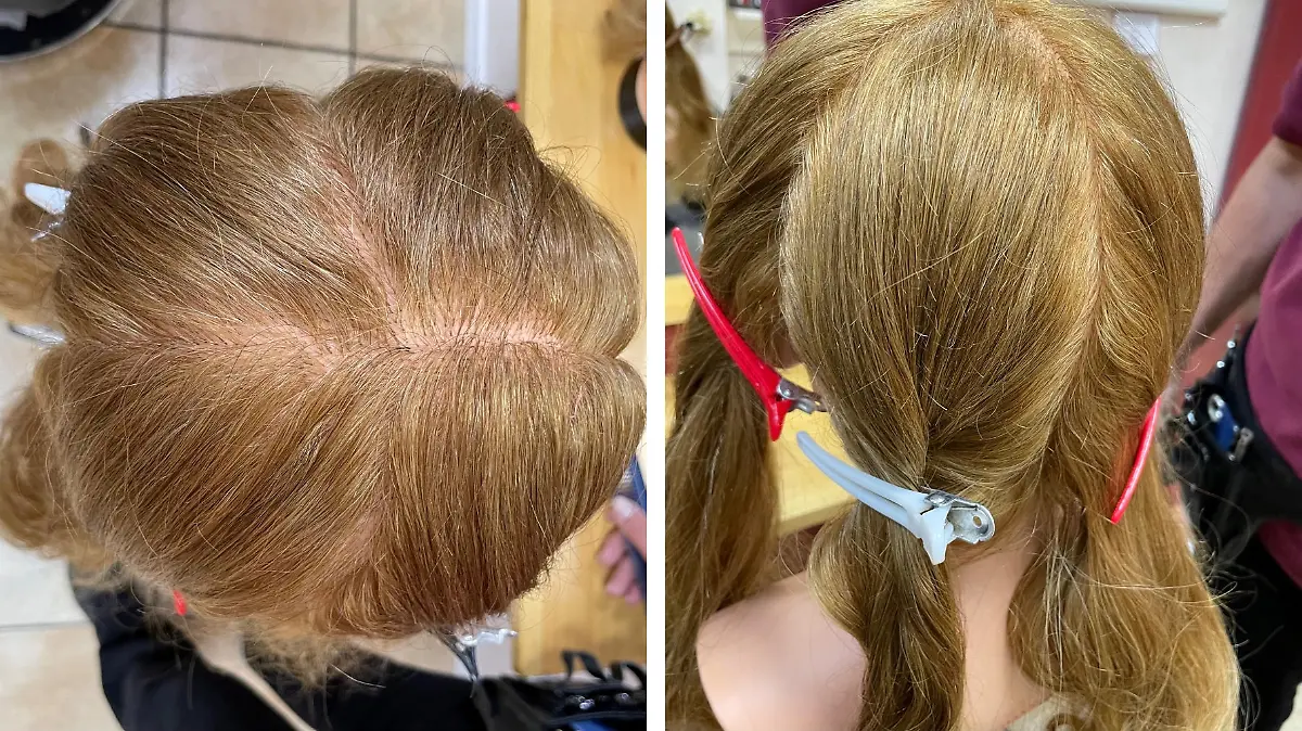 Geteilte Haare an Puppe