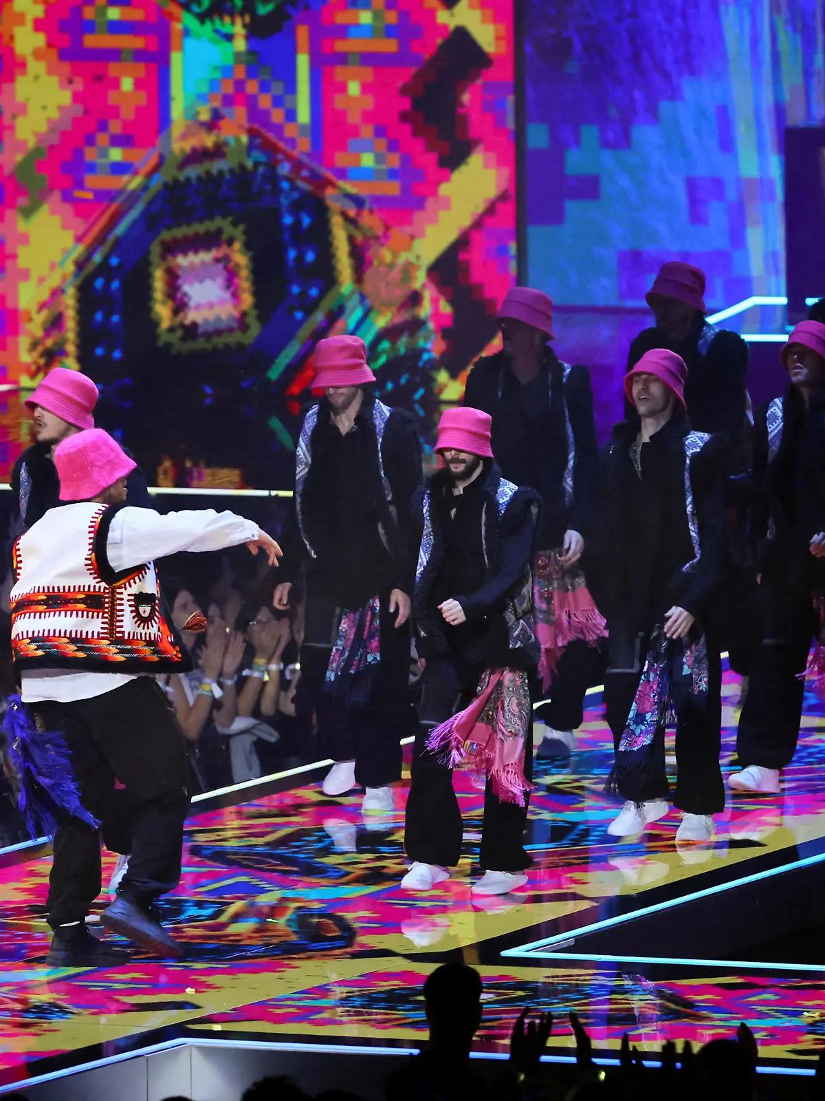 FILE PHOTO: Kalush Orchestra performs during the 2022 MTV Europe Music Awards (EMAs) at the PSD Bank Dome in Duesseldorf, Germany, November 13, 2022. REUTERS/Wolfgang Rattay/File Photo
