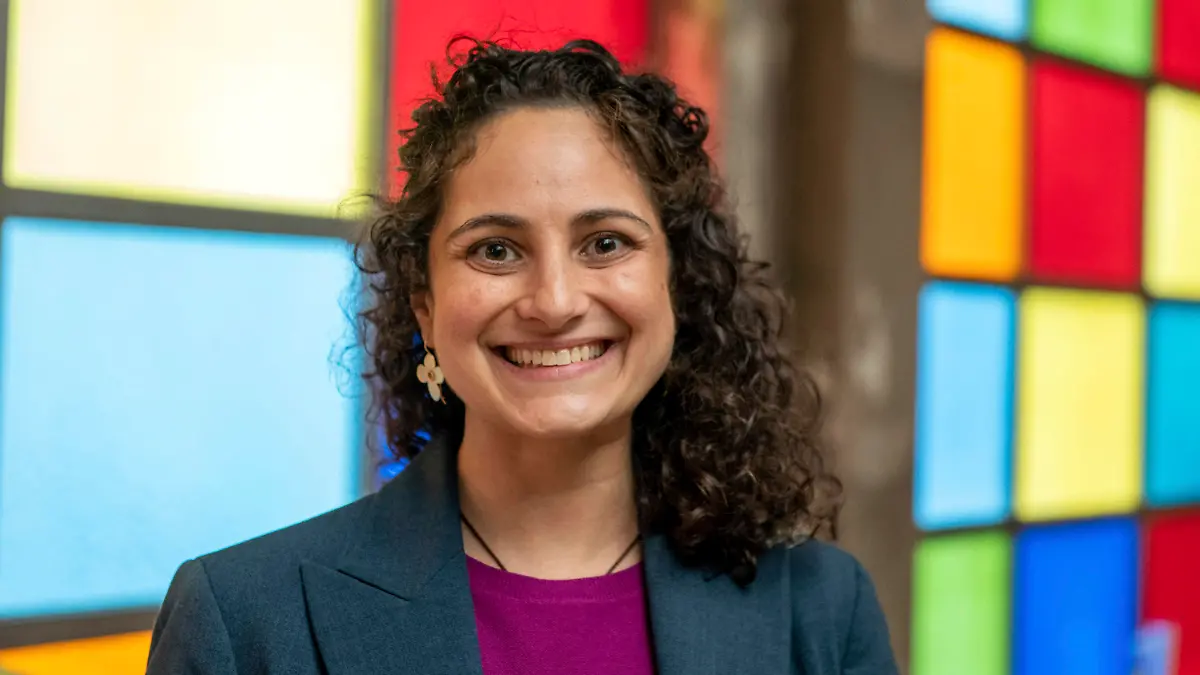 Samantha Woll, president of the board at the Isaac Agree Downtown Synagogue poses for a photo in Detroit, Oct. 13, 2022. Samantha Woll, a Detroit synagogue president was found stabbed to death outside her home Saturday, Oct. 21, 2023 police said. The motive wasn't known. (David Guralnick/Detroit News via AP)