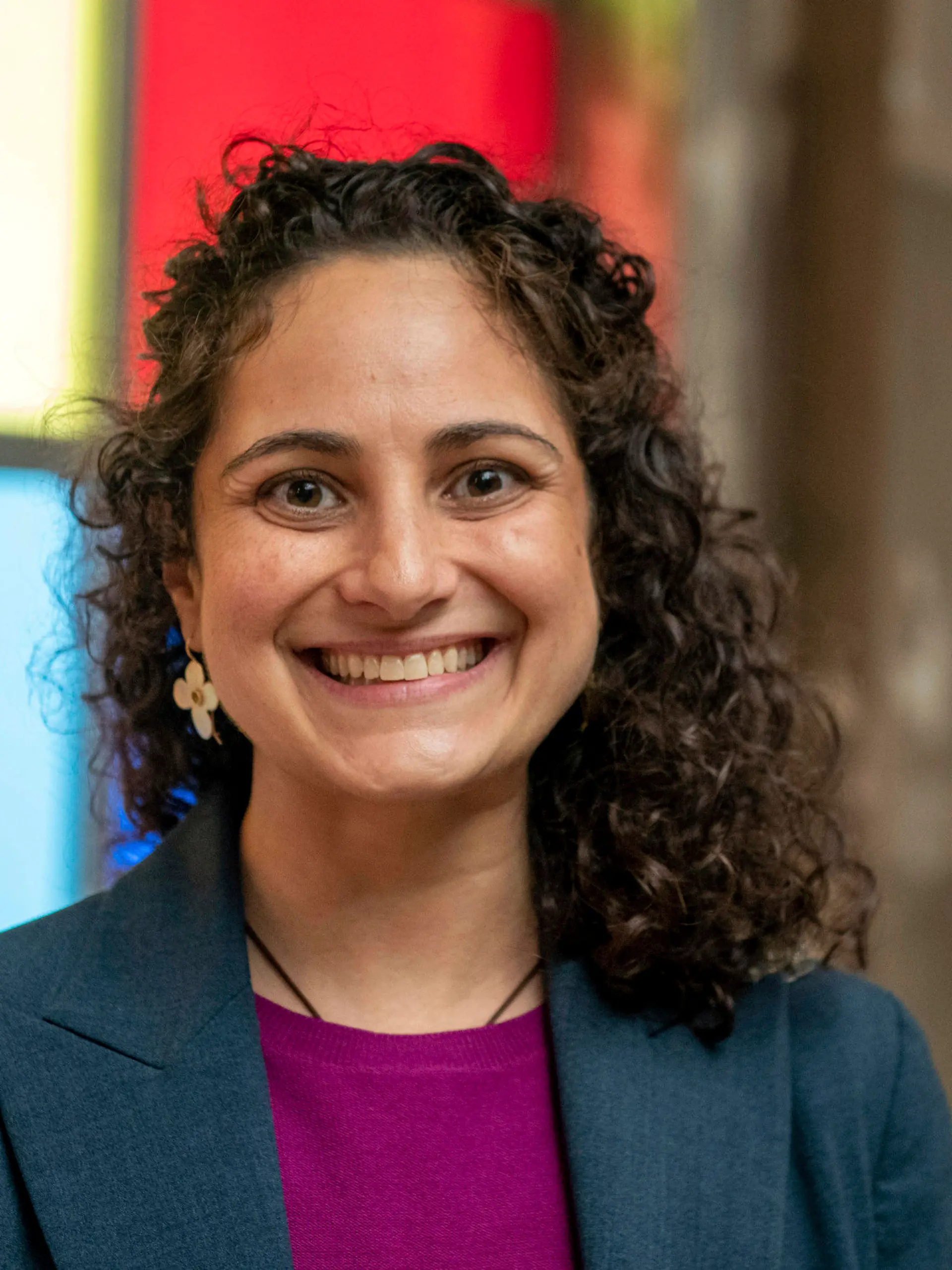 Samantha Woll, president of the board at the Isaac Agree Downtown Synagogue poses for a photo in Detroit, Oct. 13, 2022. Samantha Woll, a Detroit synagogue president was found stabbed to death outside her home Saturday, Oct. 21, 2023 police said. The motive wasn't known. (David Guralnick/Detroit News via AP)