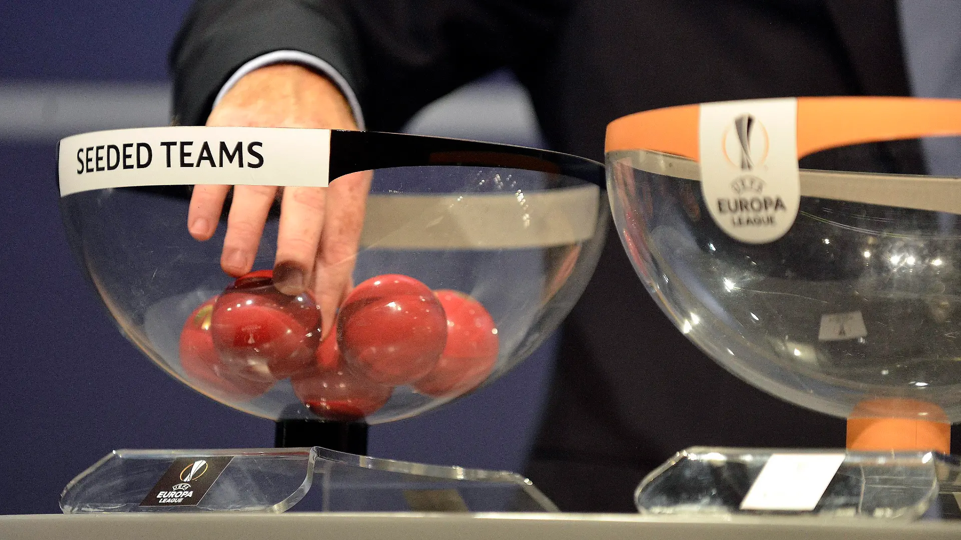 CAPTION CORRECTION epa04850642 UEFA General Secretary Gianni Infantino conducts the draw for the third qualifying round of the UEFA Europa League 2015/16 at the UEFA Headquarters in Nyon, Switzerland, 17 July 2015. EPA/CHRISTIAN BRUN CORRECTION: CORRECTING COMPETITION TO EUROPA LEAGUE ++