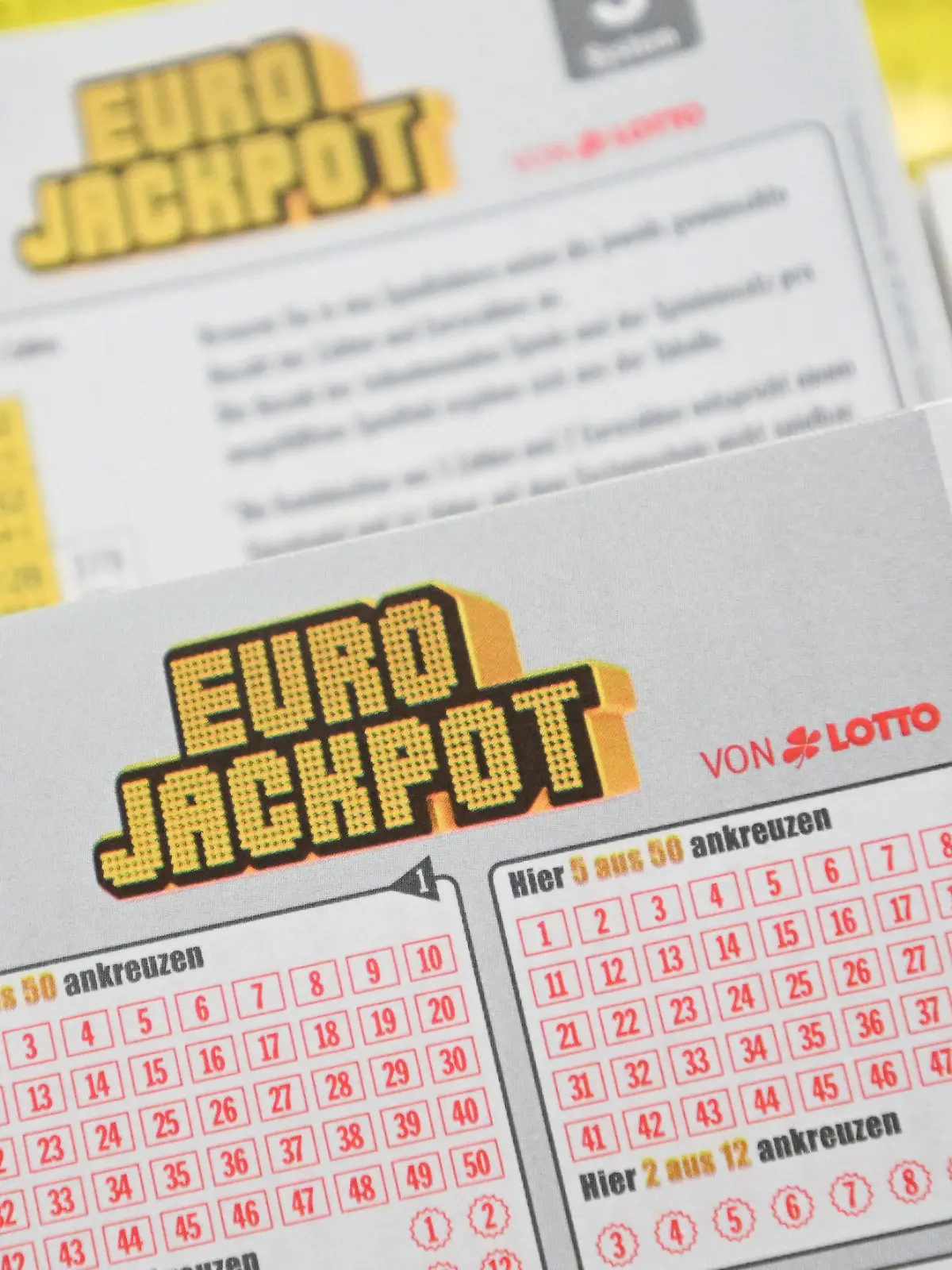 Tippscheine für das Glücksspiel Euro Jackpot
