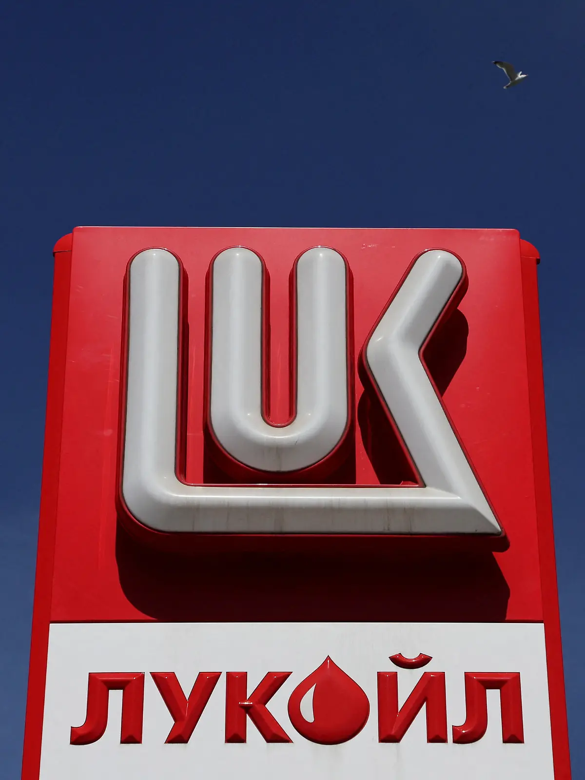 FILE PHOTO: The logo of Lukoil is on display at a petrol station in Saint Petersburg, Russia May 25, 2022. REUTERS/Anton Vaganov/File Photo