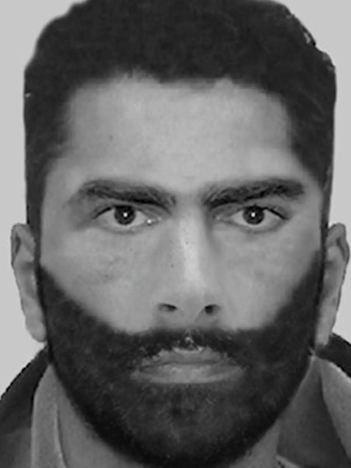 Ein Phantombild von einem Mann mit schwarzem Vollbart.