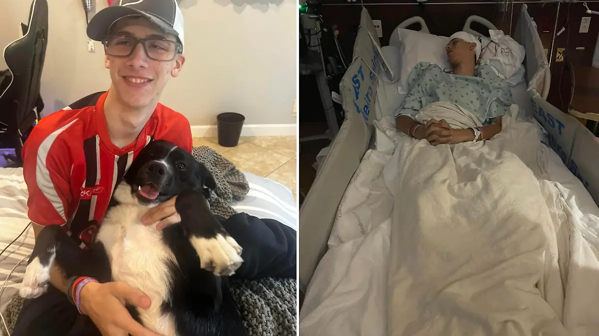 Collage Gabriel mit Hund Axel