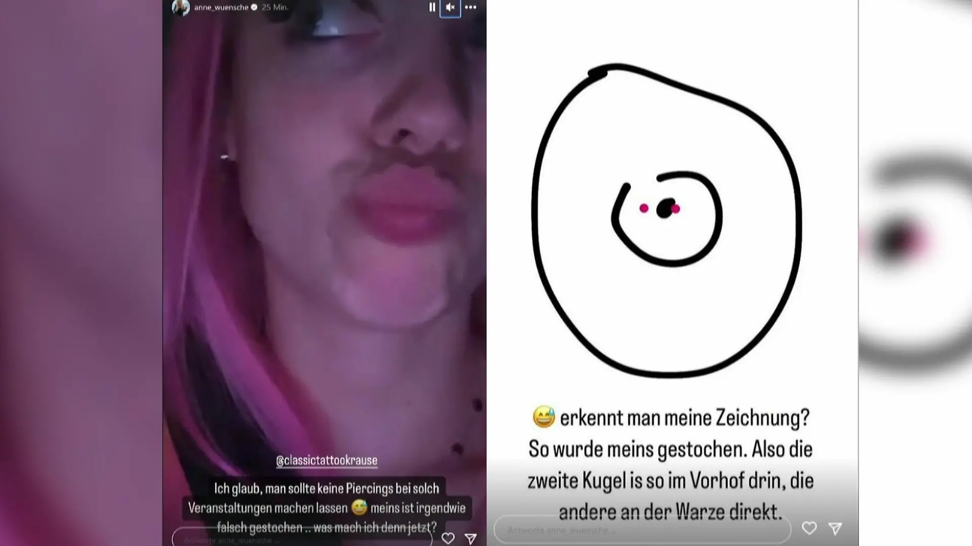 Screenshots aus Anne Wünsches Instagram-Story.