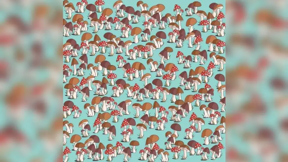 Suchbild Maus unter einem Pilz