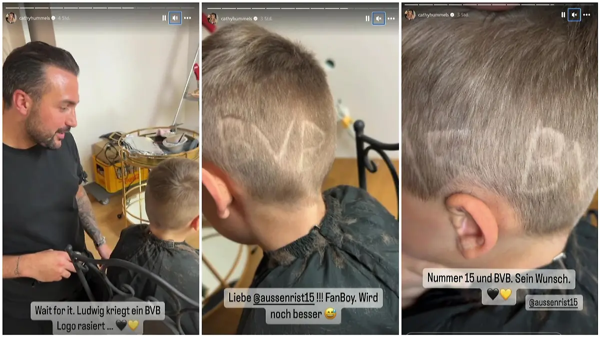 Sein Wunsch wurde erfüllt: Papas Rückennummer verziert Ludwigs neue Frisur.