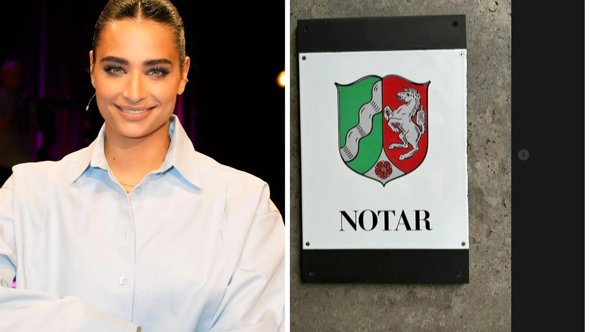 Amira Pocher zeigte vergangene Woche bei Instagram ein Foto von einem Notar-Schild.