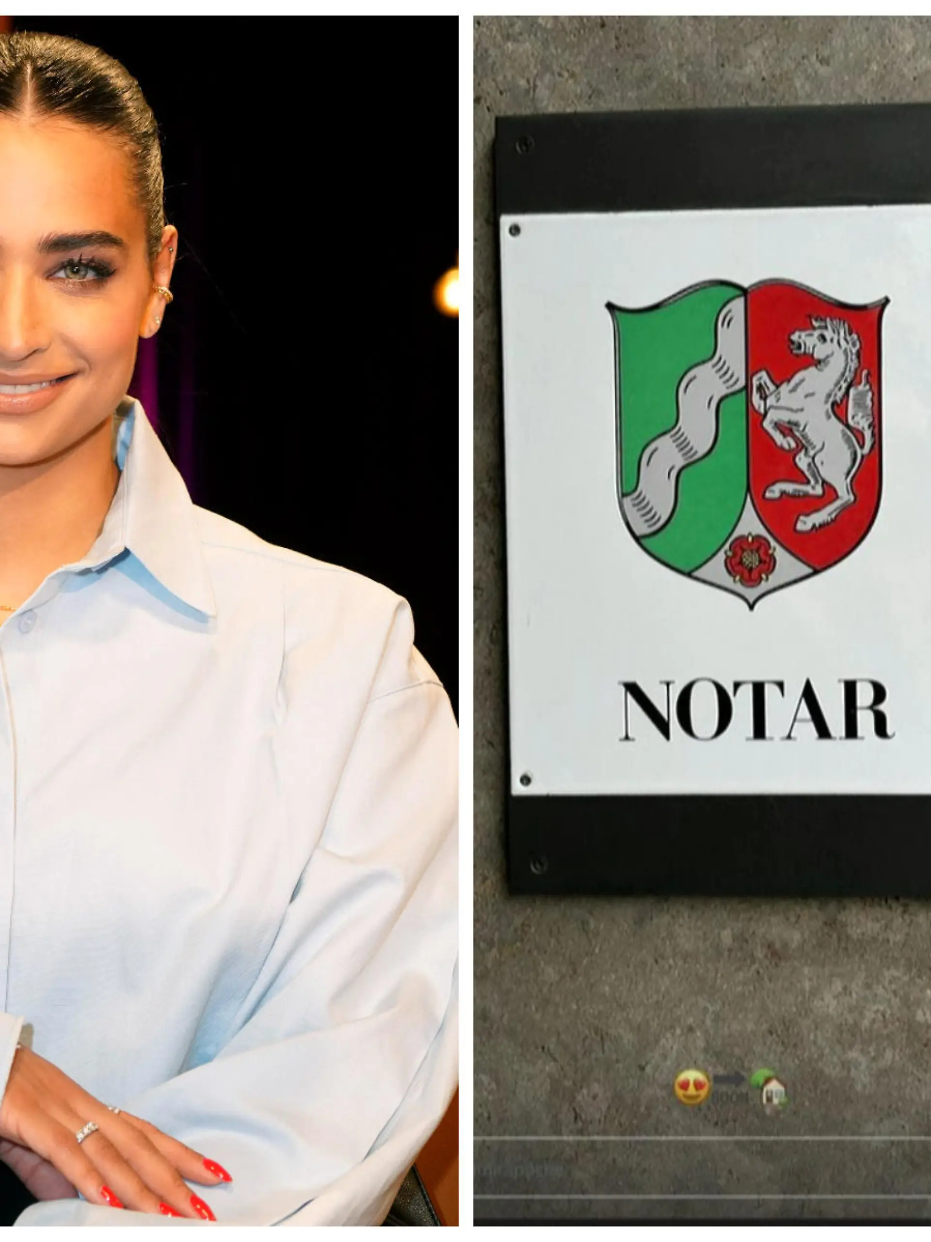 Amira Pocher zeigte vergangene Woche bei Instagram ein Foto von einem Notar-Schild.