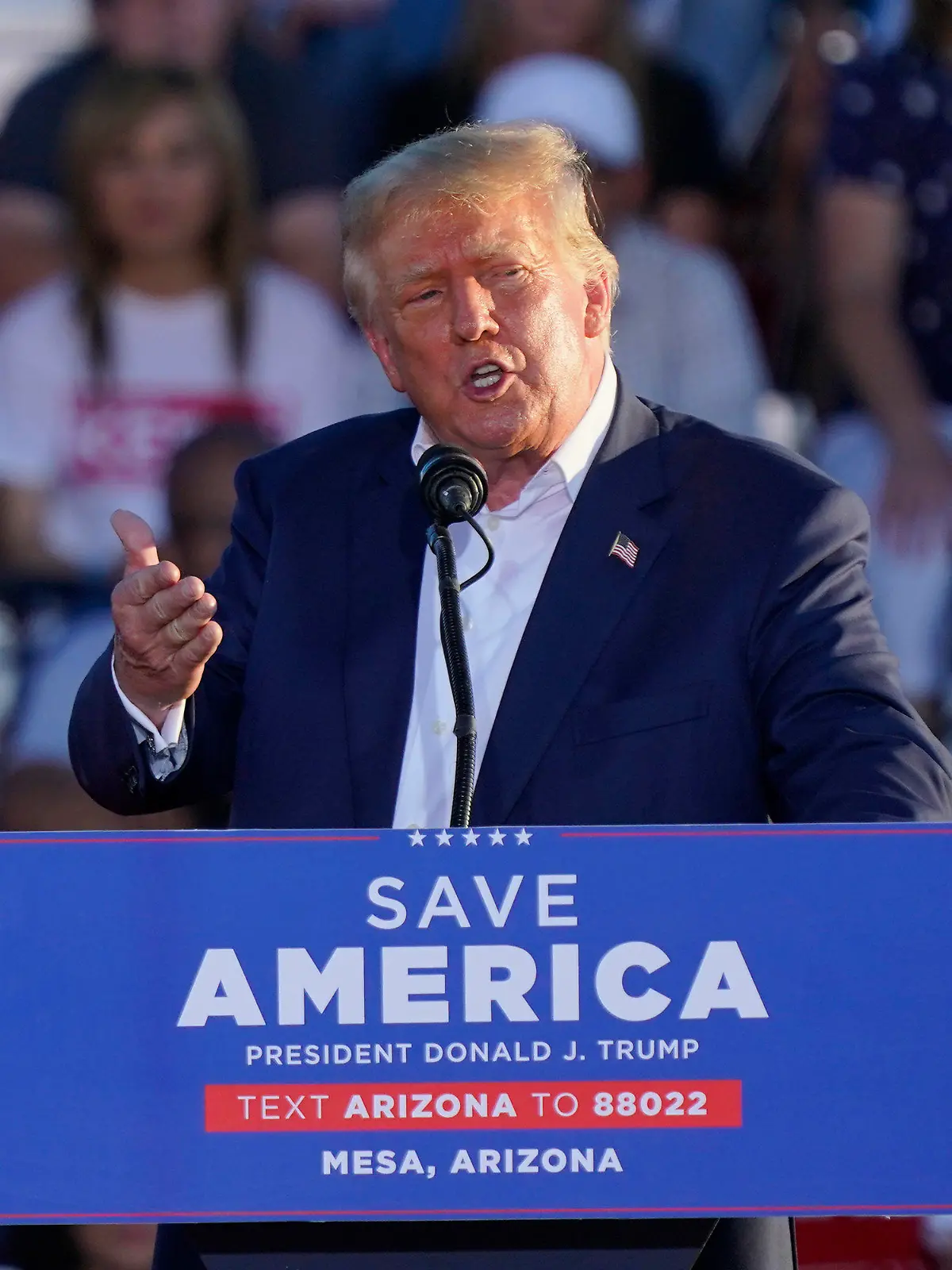 FILE - Former President Donald Trump speaks at a rally, Oct. 9, 2022, in Mesa, Ariz. Trump has been teasing another presidential run since before he left the White House. But aides to the former president are now preparing for a 2024 campaign that could be announced soon after next week's midterms. (AP Photo/Matt York, File)