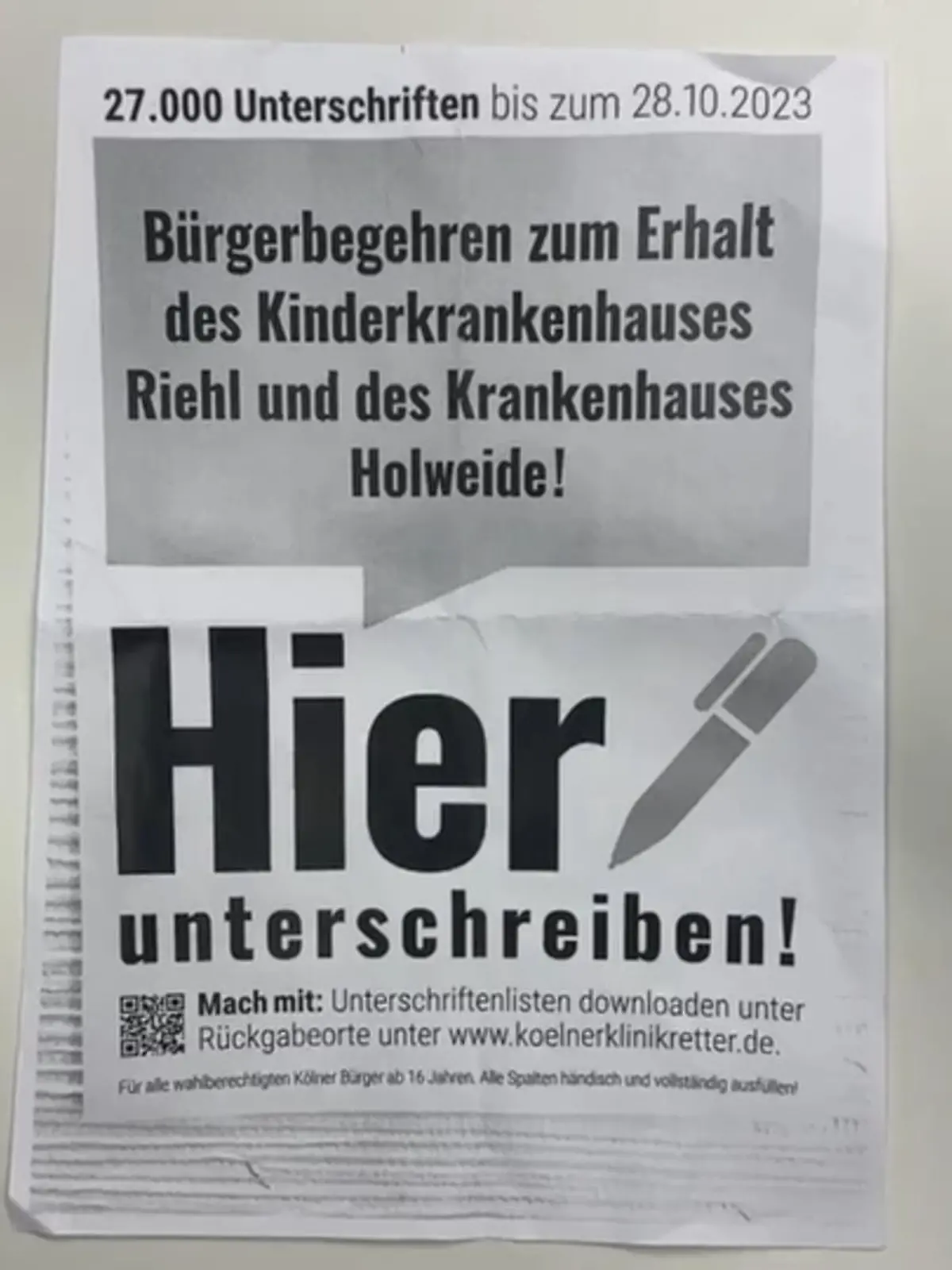 Bild zu: "Unterschriften für Krankenhäuser"