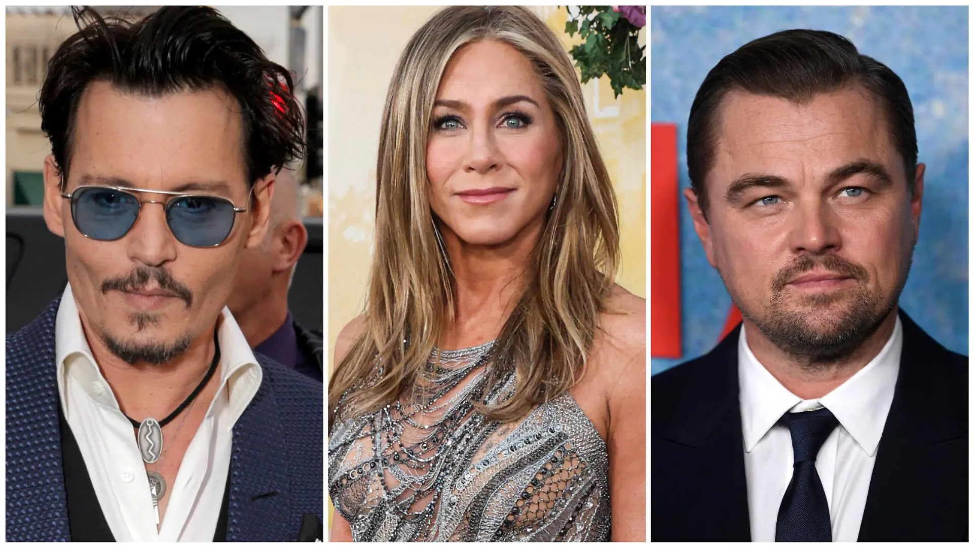 Johnny Depp, Jennifer Aniston und George Clooney (Collage)