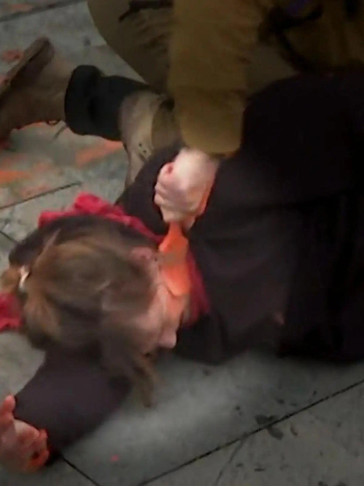 Klima-Aktivisten der "Letzten Generation" haben das Bundeskanzleramt beschmiert. Beim Eingreifen der Polizei fixiert ein Beamter in Zivil eine Demonstrantin am Boden und zieht ihr einen Pinsel durchs Gesicht. Jetzt hat sich das Landeskriminalamt in den Fall eingeschaltet.