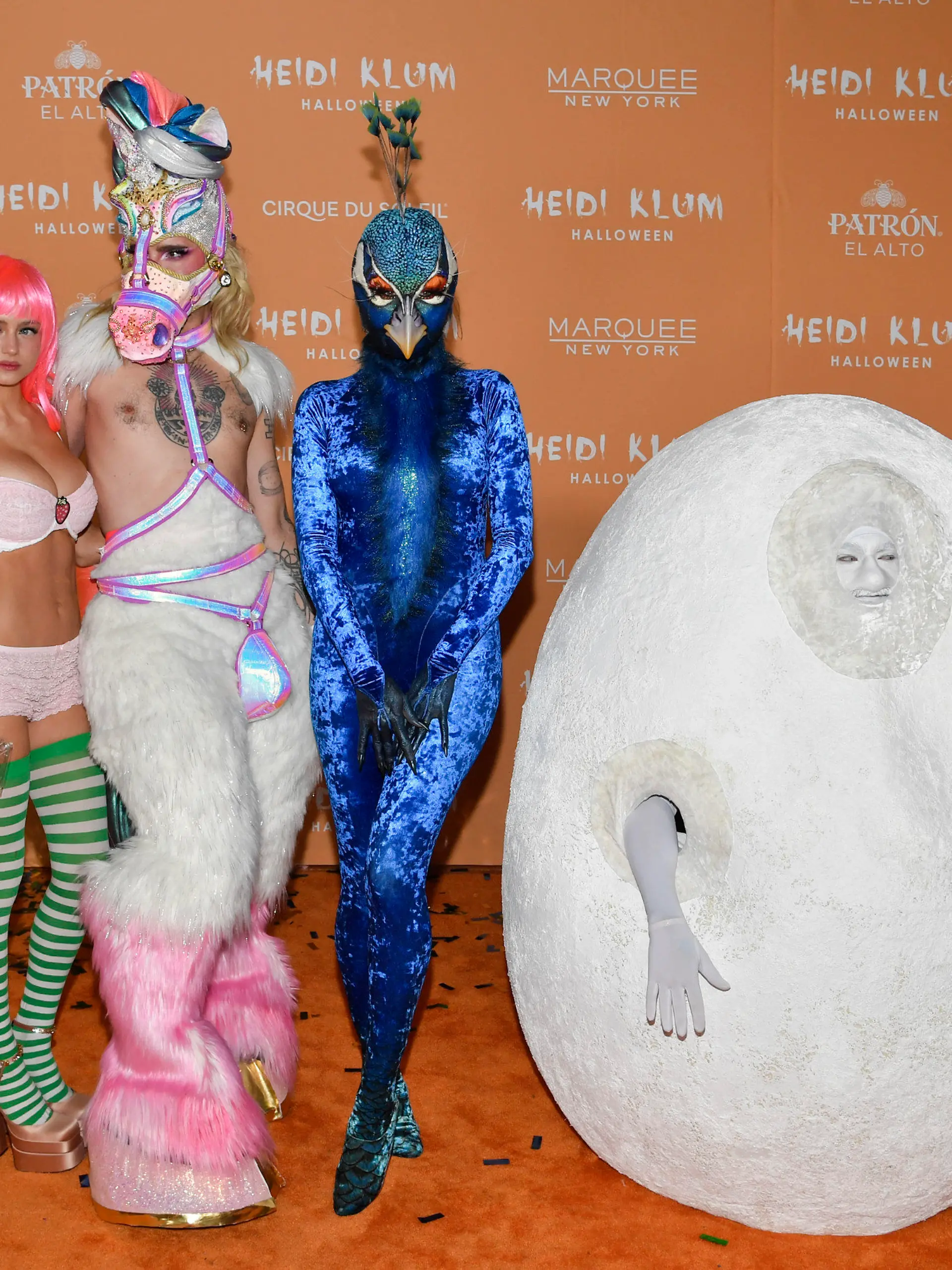 Leni Klum, left, Bill Kaulitz, Heidi Klum and Tom Kaulitz attend Heidi Klum's 22nd annual Halloween party at Marquee on Tuesday, Oct. 31, 2023, in New York. (Photo by Evan Agostini/Invision/AP)
