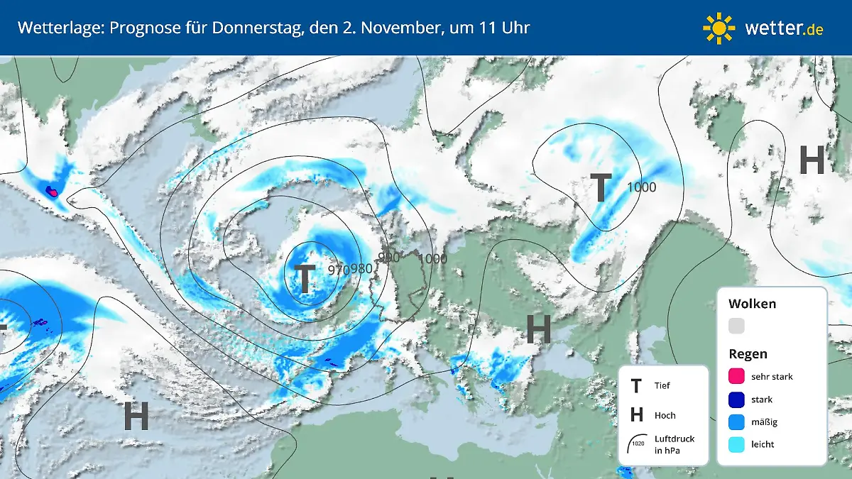 Die Wetterlage am 2. November 2023