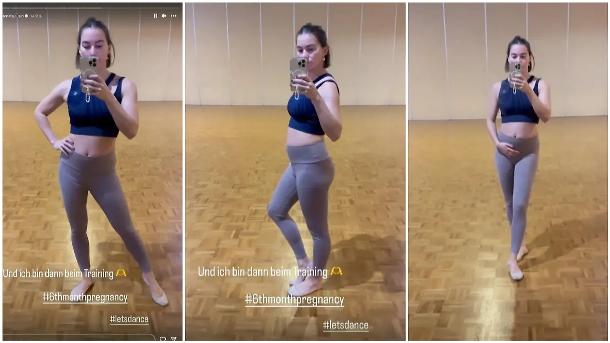 Fit wie eh und je: Renata Lusin zeigt ihren Schwangerschaftsbauch beim Training.