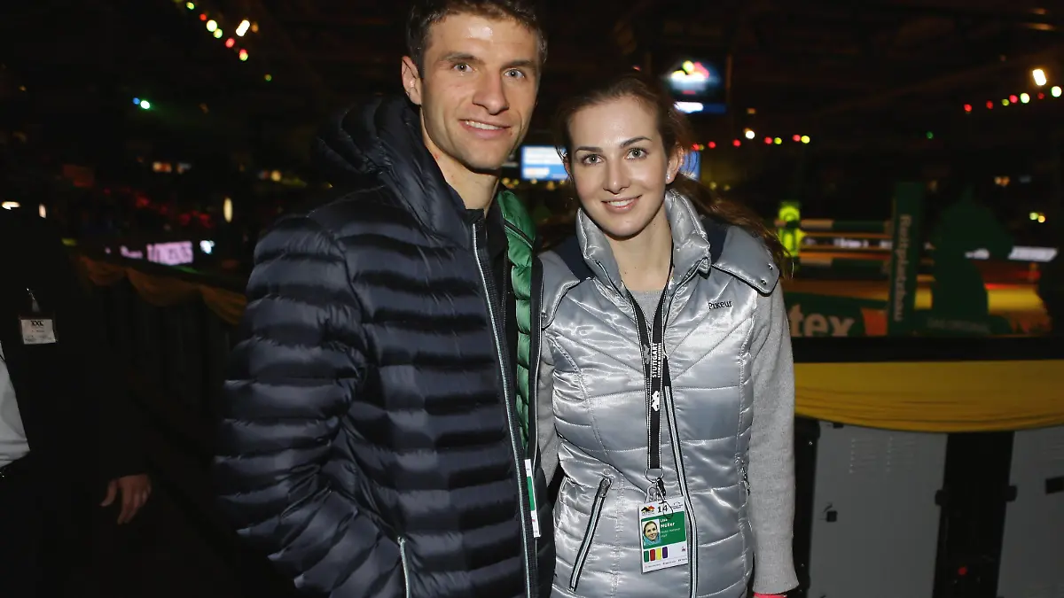  Stuttgart , Stuttgart German Masters , von links: Thomas Müller mit seiner Frau Lisa