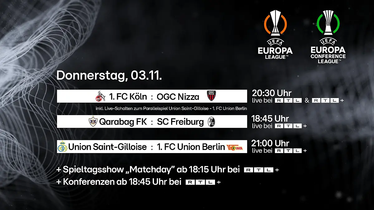 Europapokal satt gibt's am 3. November wieder im Livestream auf RTL+ und ab 20:30 Uhr bei RTL im Free-TV
