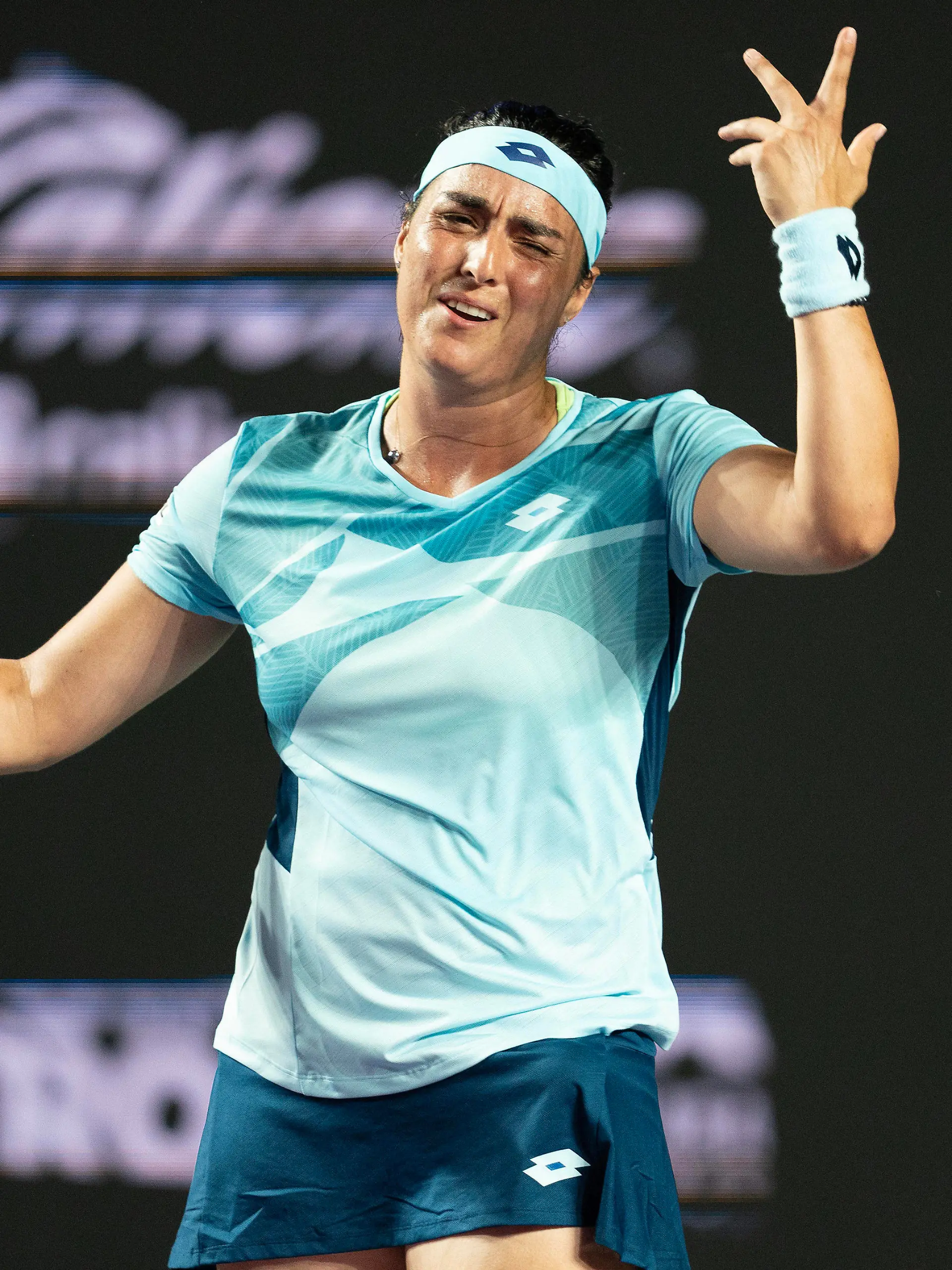 Tennis: WTA, Tennis Damen Finals Oct 30, 2023 Cancun, Mexico Ons Jabeur TUN reacts to a point during her match against Coco Gauff USA on day two of the GNP Saguaros WTA Finals Cancun. Cancun ENTER STATE Mexico, EDITORIAL USE ONLY PUBLICATIONxINxGERxSUIxAUTxONLY Copyright: xSusanxMullanex 20231030_cec_au2_547