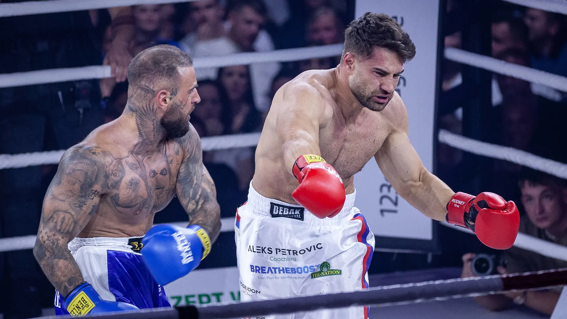 FAME FIGHTING 2023 - Boxevent mit Influencern und Reality-Stars Diogo Sangre gewinnt den Hauptkampf des Abends gegen Aleksandar Aleks Petrovic - Zahlreiche Reality-Stars und Influencer duellieren sich beim ersten Fame Fighting im Bonner Maritim Hotel im Ring. Vielen Kämpfen gingen offen ausgetragene Streitigkeiten voraus. Organisiert wird der Abend von Eugen Lopez. Bonn Maritim Hotel NRW Deutschland *** FAME FIGHTING 2023 boxing event with influencers and reality stars Diogo Sangre wins the main fight of the evening against Aleksandar Aleks Petrovic Numerous reality stars and influencers duel in the ring at the first Fame Fighting at the Maritim Hotel in Bonn Many fights were preceded by open disputes The evening is organized by Eugen Lop Copyright: xBEAUTIFULxSPORTS/Derixx