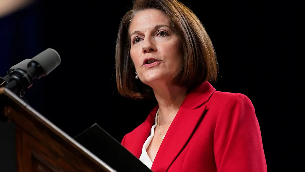 Sen. Catherine Cortez Masto, D-Nev., speaks during a rally with former President Barack Obama, Tuesday, Nov. 1, 2022, in North Las Vegas, Nev. (AP Photo/John Locher)
