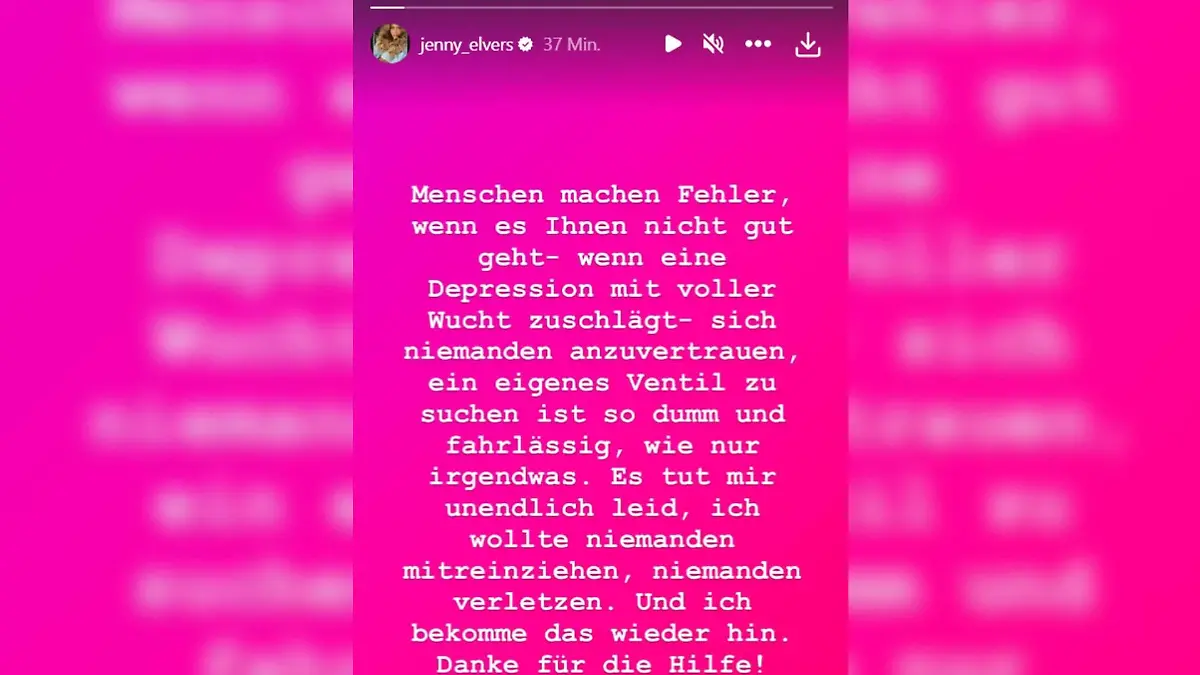 Mit diesen Worten meldet Jenny sich am Abend des 5. Novembers bei ihren Instagram-Followern.