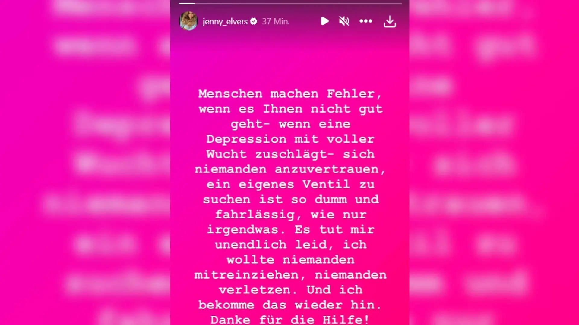 Mit diesen Worten meldet Jenny sich am Abend des 5. Novembers bei ihren Instagram-Followern.