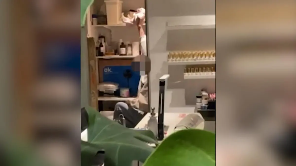 Ein Mann wirft einen Hund in die Luft.