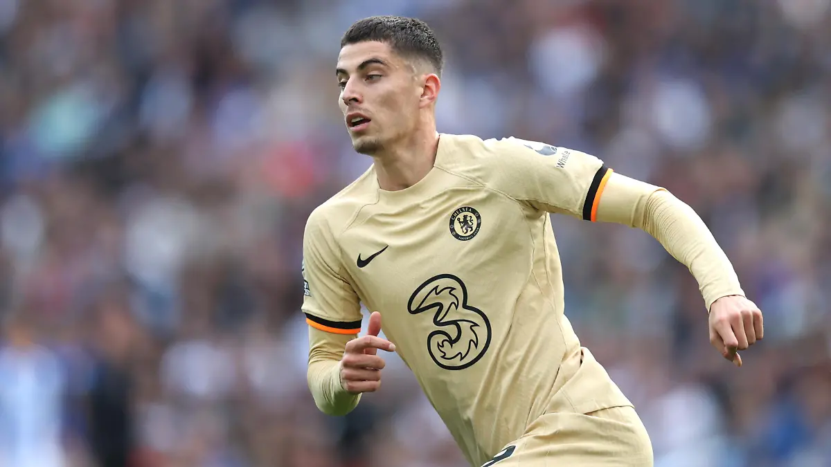 BRIGHTON, ENGLAND - OCTOBER 29: Kai Havertz of Chelsea during the Premier League match between Brighton & Hove Albion and Chelsea FC at American Express Community Stadium on October 29, 2022 in Brighton, England. (Photo by Alex Pantling/Getty Images)