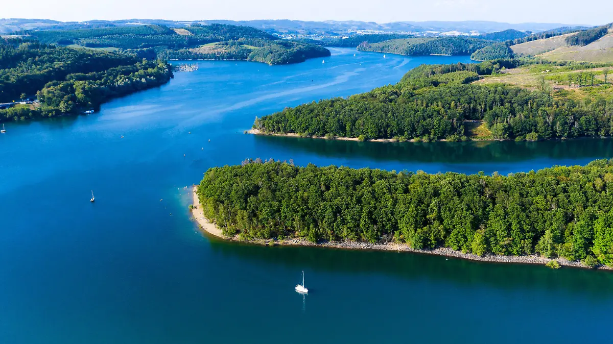 the bigge lake in the sauerland in german from above