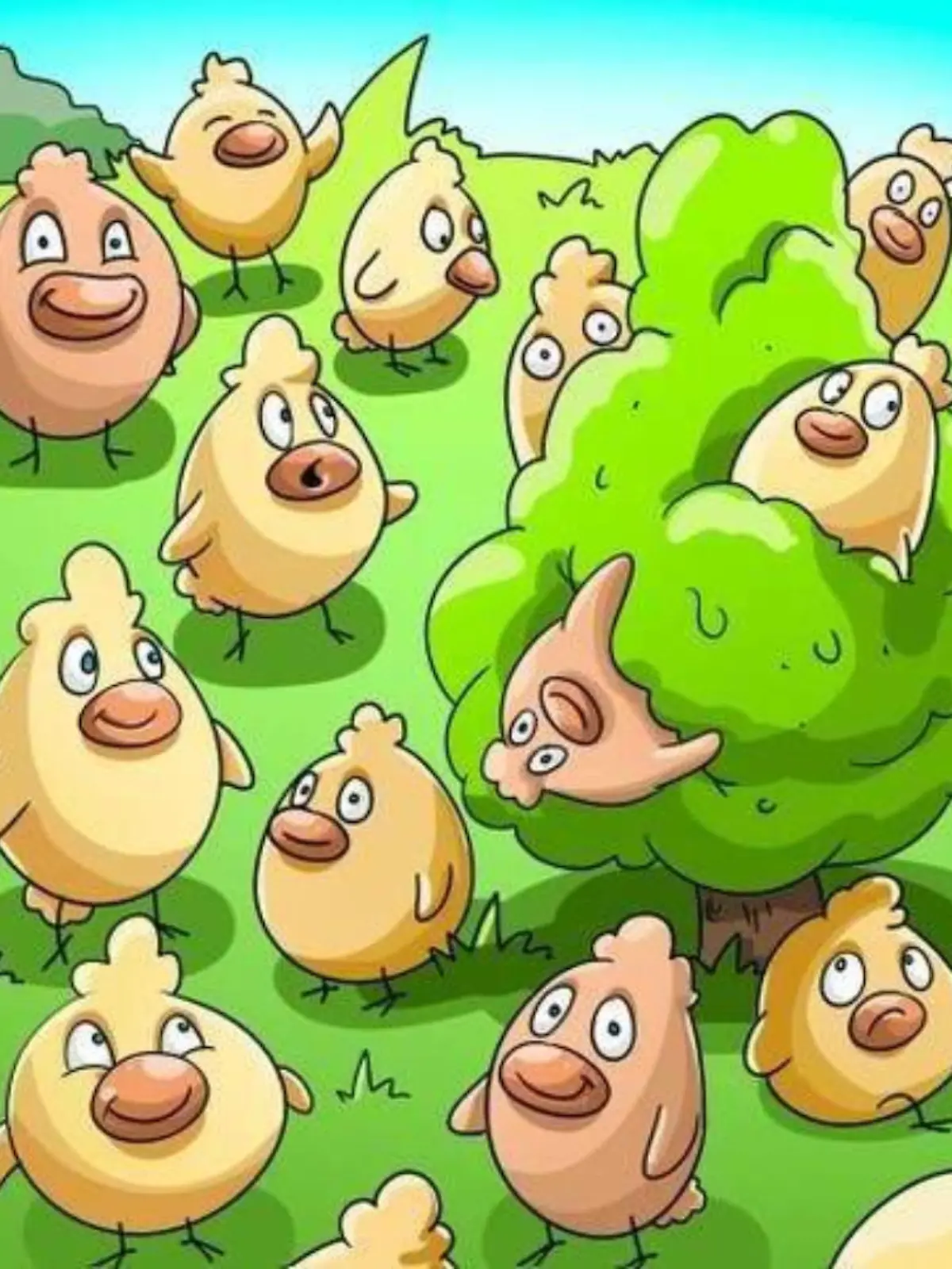 Finden Sie das Schwein zwischen all den Küken?