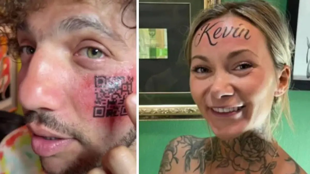 Image accompanying Influencer getting her boyfriends name tattood on her face