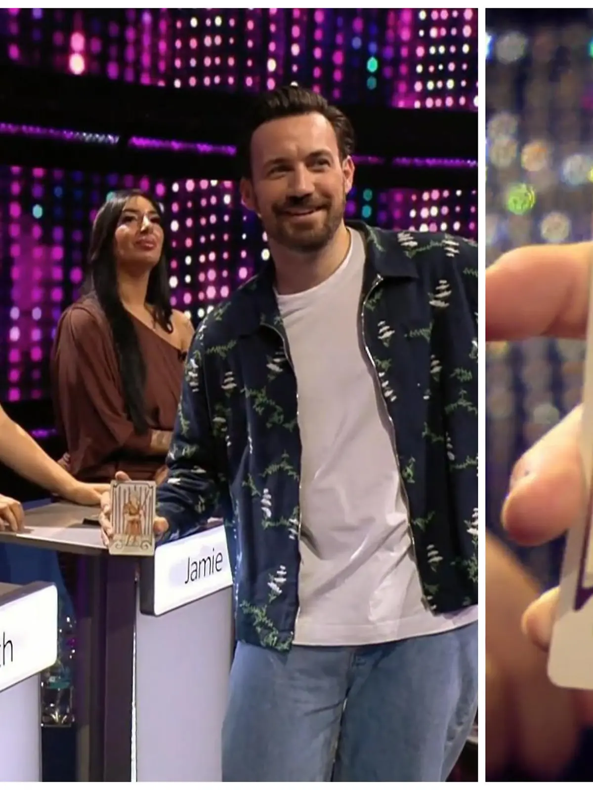 Stolz präsentiert „Take Me Out“-Moderator Jan Köppen die von ihm gezogene Tarotkarte „Neun der Stäbe“ und auch Single-Lady Faith ist hin und weg von dem, was da jetzt kommen soll!