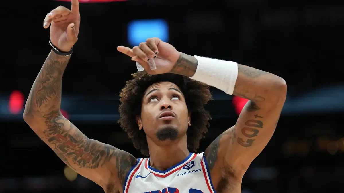 October 28, 2023, Toronto, ON, CAN: Philadelphia 76ers guard Kelly Oubre Jr. reacts during NBA, Basketball Herren, USA basketball action against the Toronto Raptors in Toronto on Saturday, October 28, 2023. Kelly Oubre Jr. PUBLICATIONxINxGERxSUIxAUTxONLY - ZUMAc35_ 20231028_zaf_c35_264 Copyright: xChrisxYoungx