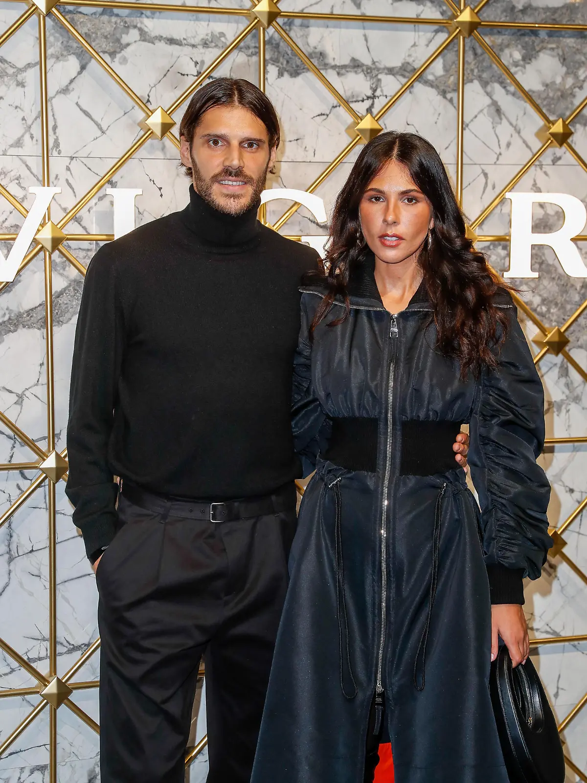 Christopher Trimmel und Arnela Trimmel kommen zur BVLGARI Cocktail Party im Alhambra am Kurfürstendamm.