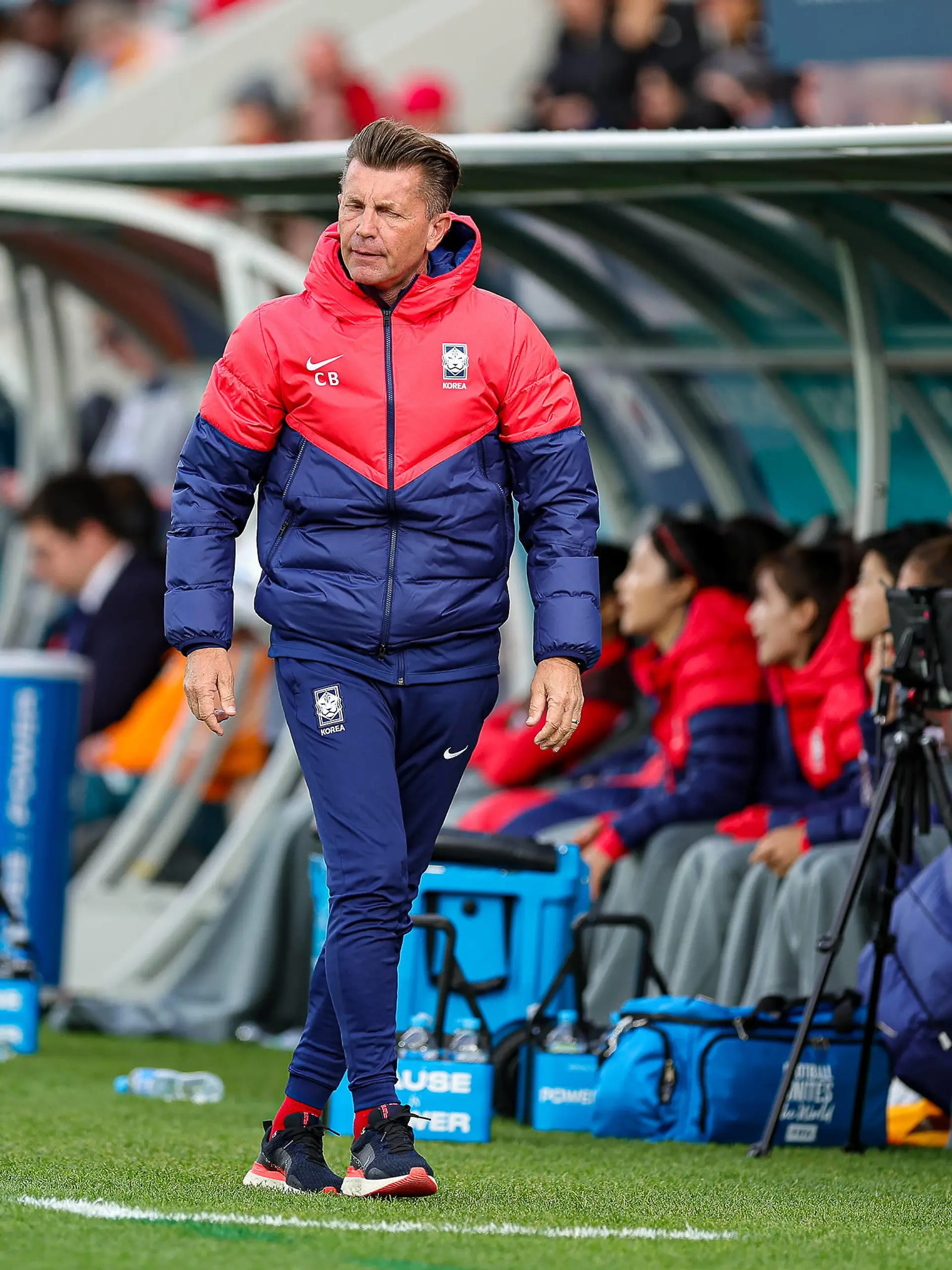 Korean Republic Women v Morocco Women 2023 FIFA Womens World Cup 30/07/2023. Collin Bell Manager of Korea Republic during the 2023 FIFA Womens World Cup match between Korean Republic Women and Morocco Women at Hindmarsh Stadium, Adelaide, Australia on 30 July 2023. Editorial use only , Copyright: xNigelxKeenex PSI-17653-0031