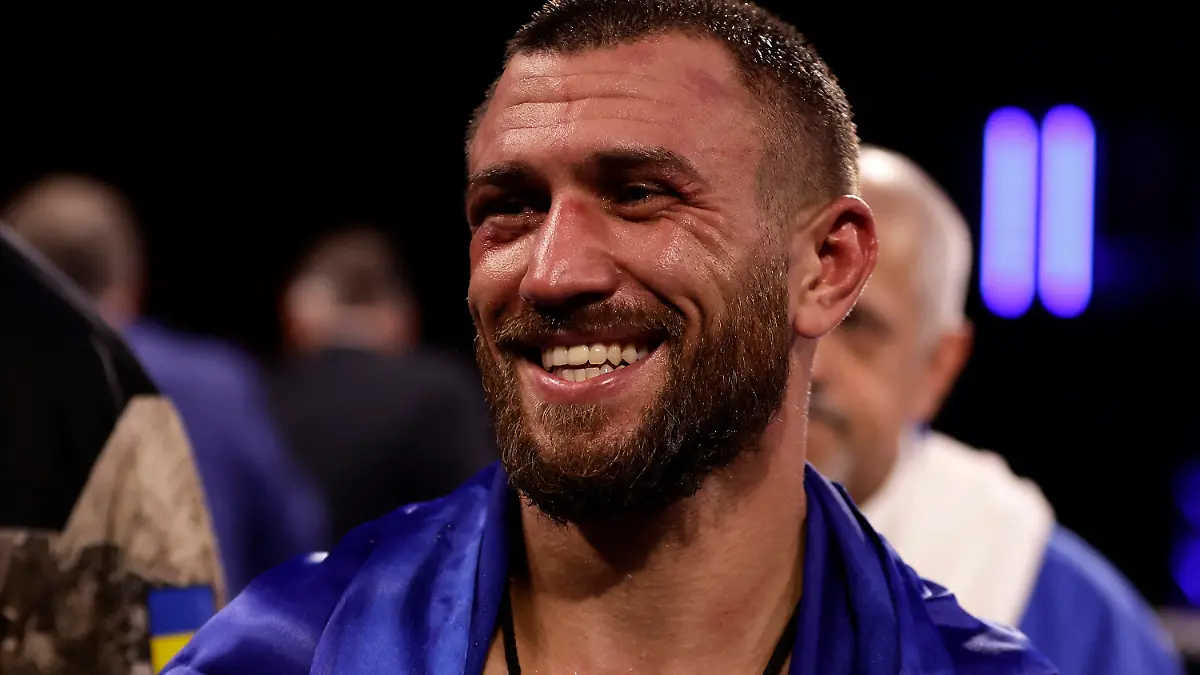 Vasiliy Lomachenko reacts after his a lightweight boxing match against Jamaine Ortiz Sunday, Oct. 30, 2022, in New York. (AP Photo/Adam Hunger)