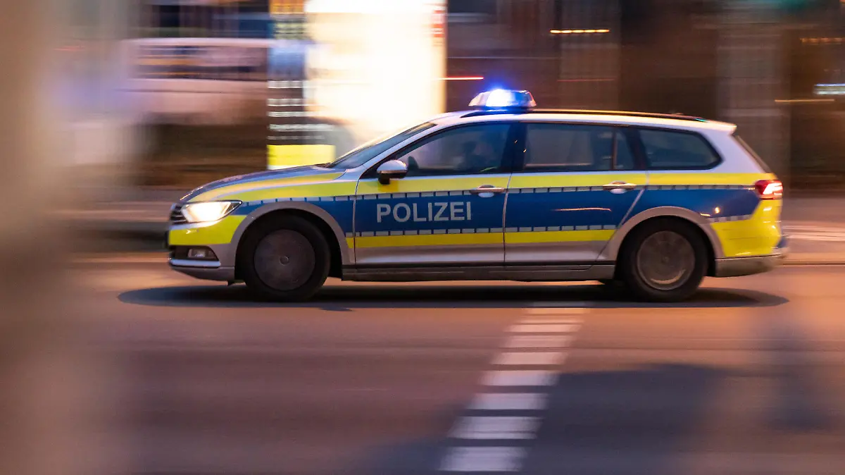 Hannover, Germany – January 01, 2022: The Police car with sirens. Hannover, Germany
