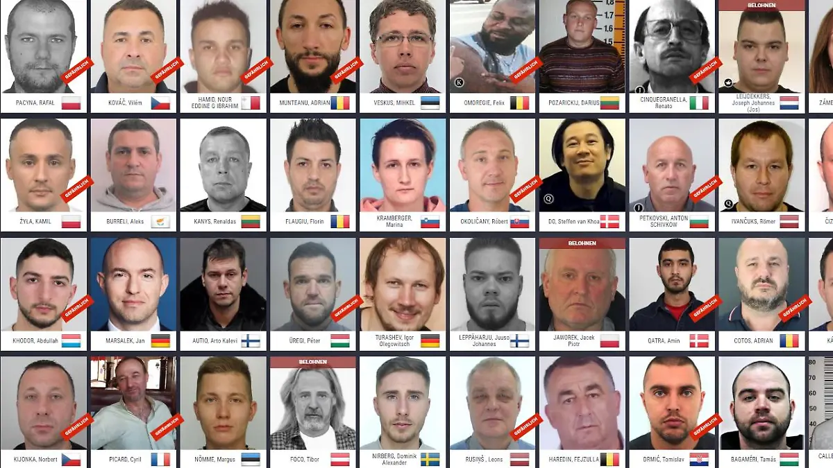 Wo sind die Verbrecher? Europol bittet um Hinweise.