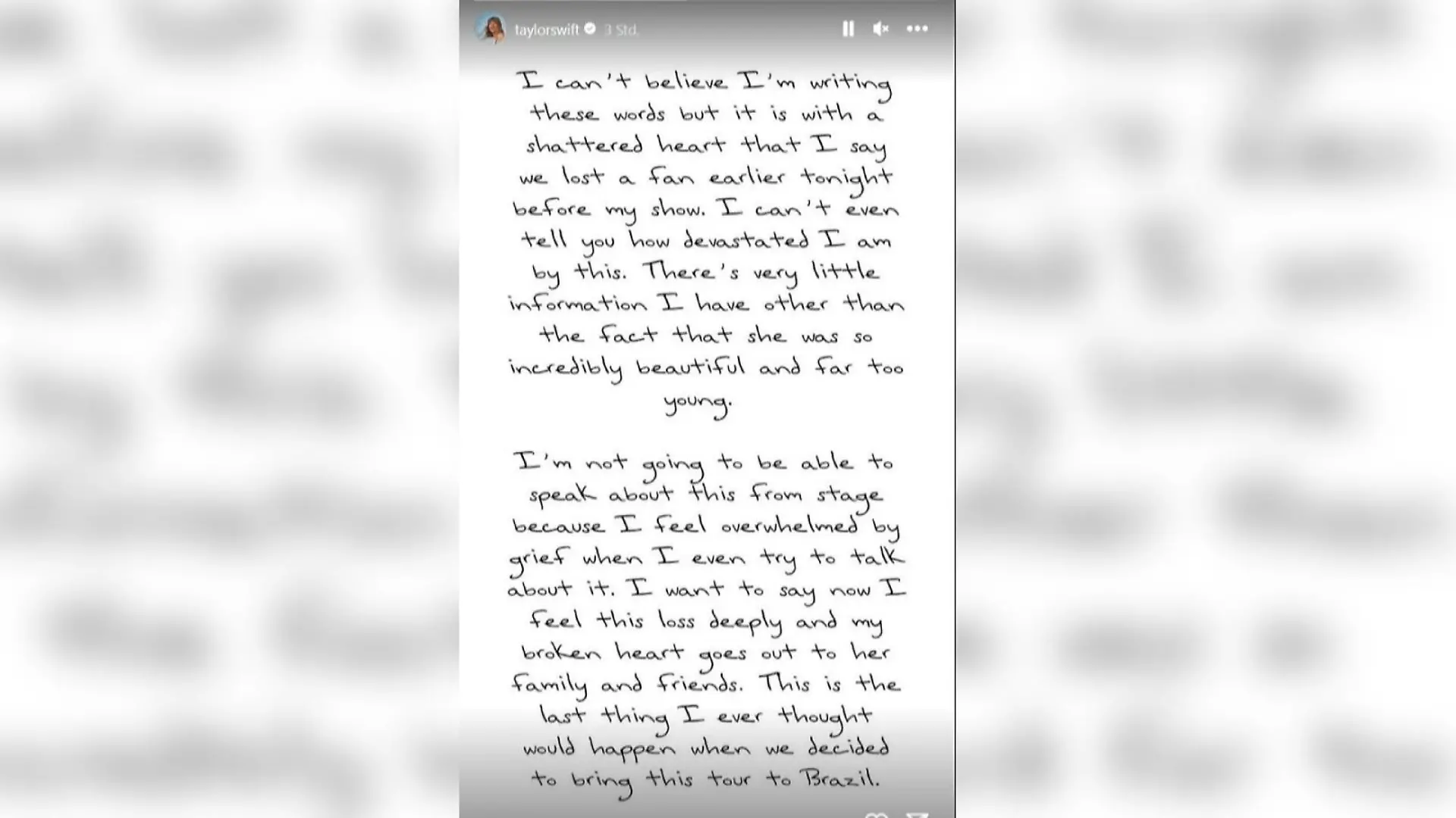 Screenshot aus Taylor Swifts Instagram-Story