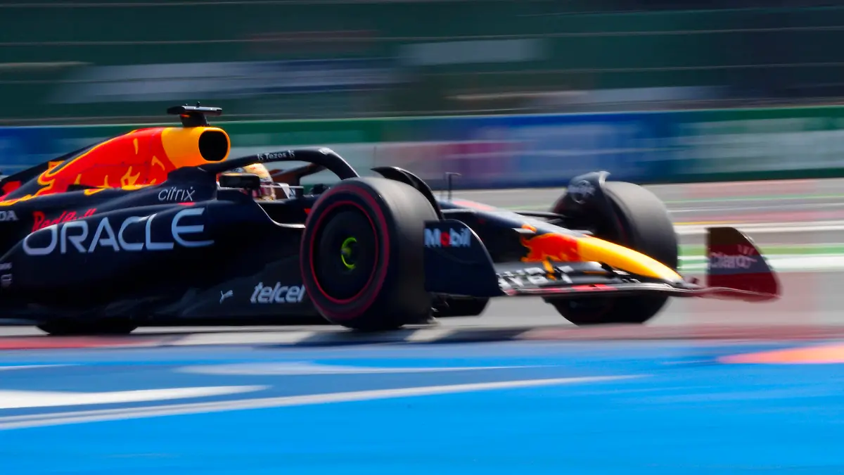 Red Bull driver Max Verstappen, of the Netherlands, drives his race car during the third practice run of the Formula One Mexico Grand Prix at the Hermanos Rodriguez racetrack in Mexico City, Saturday, Oct. 29, 2022. (AP Photo/Fernando Llano)